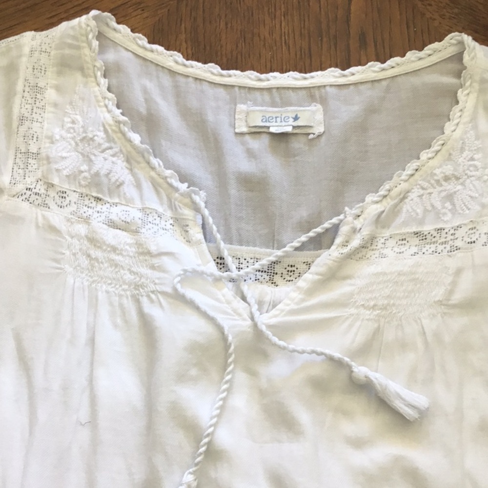 Aerie Medium White cotton embroidered top